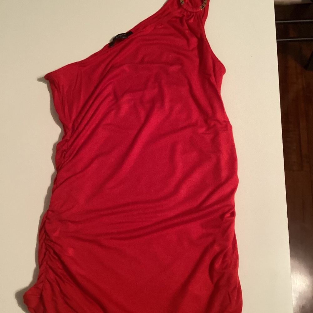 Express Ruched silky jersey one shoulder top